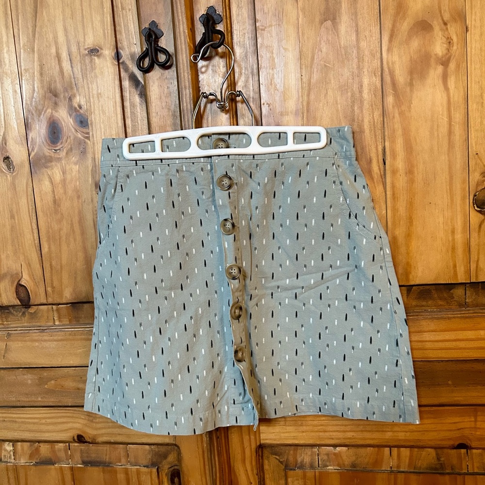 Bohme Women’s Button Front Linen Blend Pocket Skirt- Size S-Light Green